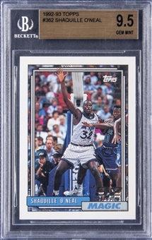 1992-93 Topps #362 Shaquille ONeal Rookie Card - BGS GEM MINT 9.5